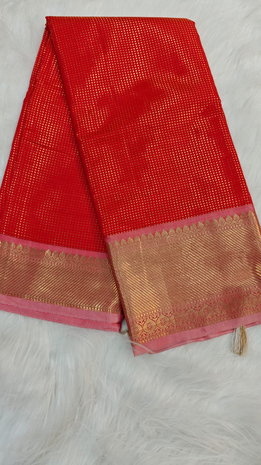 Celebrity inspired Checked Tissue Kanjivaram Semi Silk Saree