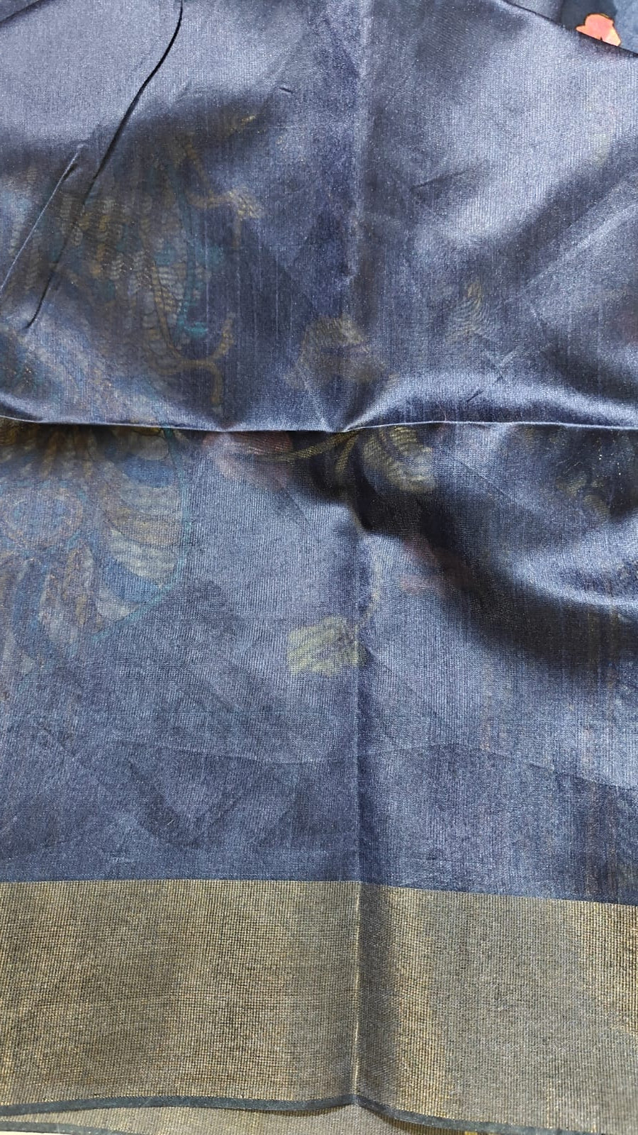 Kosa Semi Silk Deep Blue Saree With Digital Printed