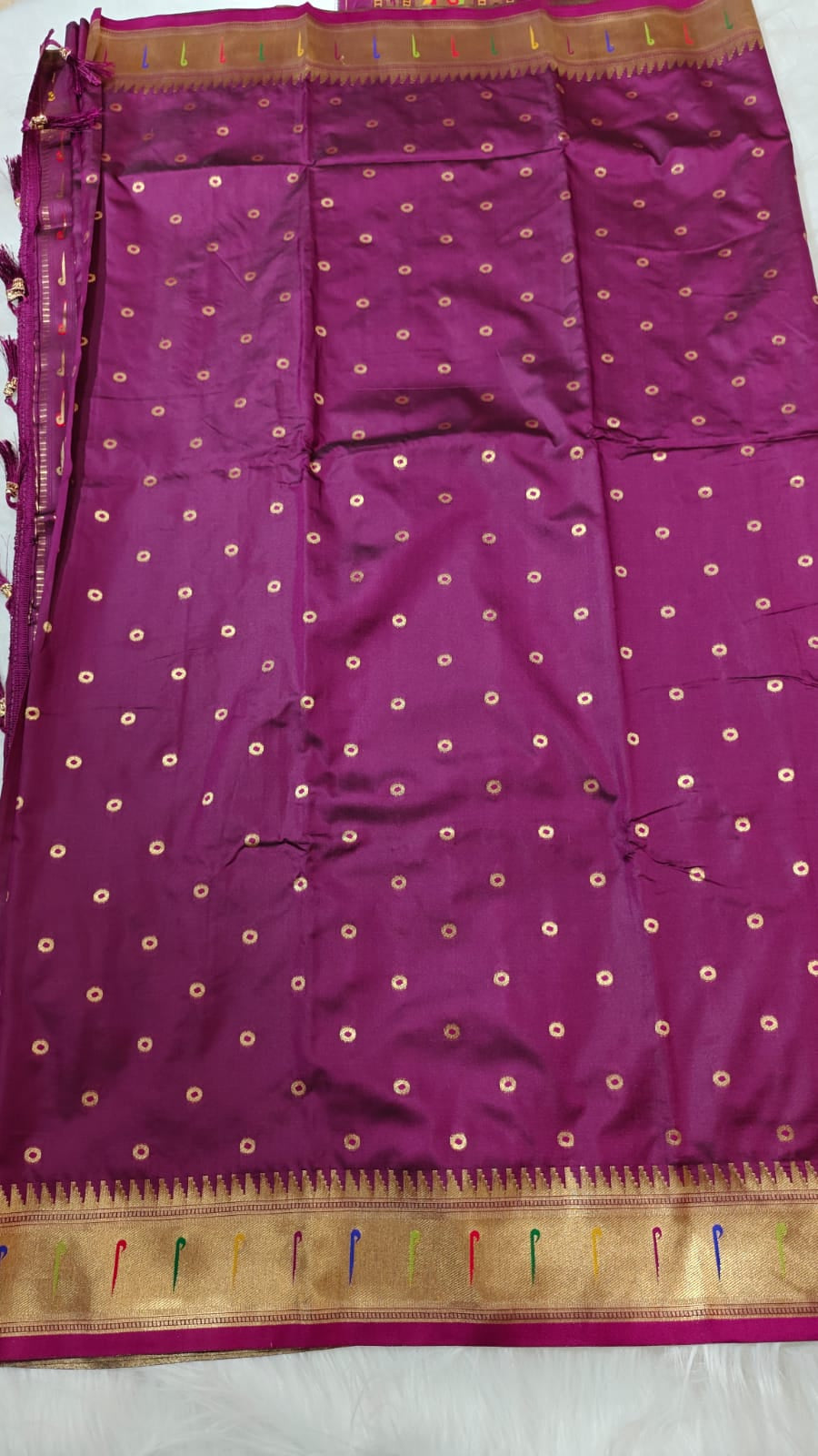 Soft Paithani Silk Saree With Meenakari Weaved Border & Pallu