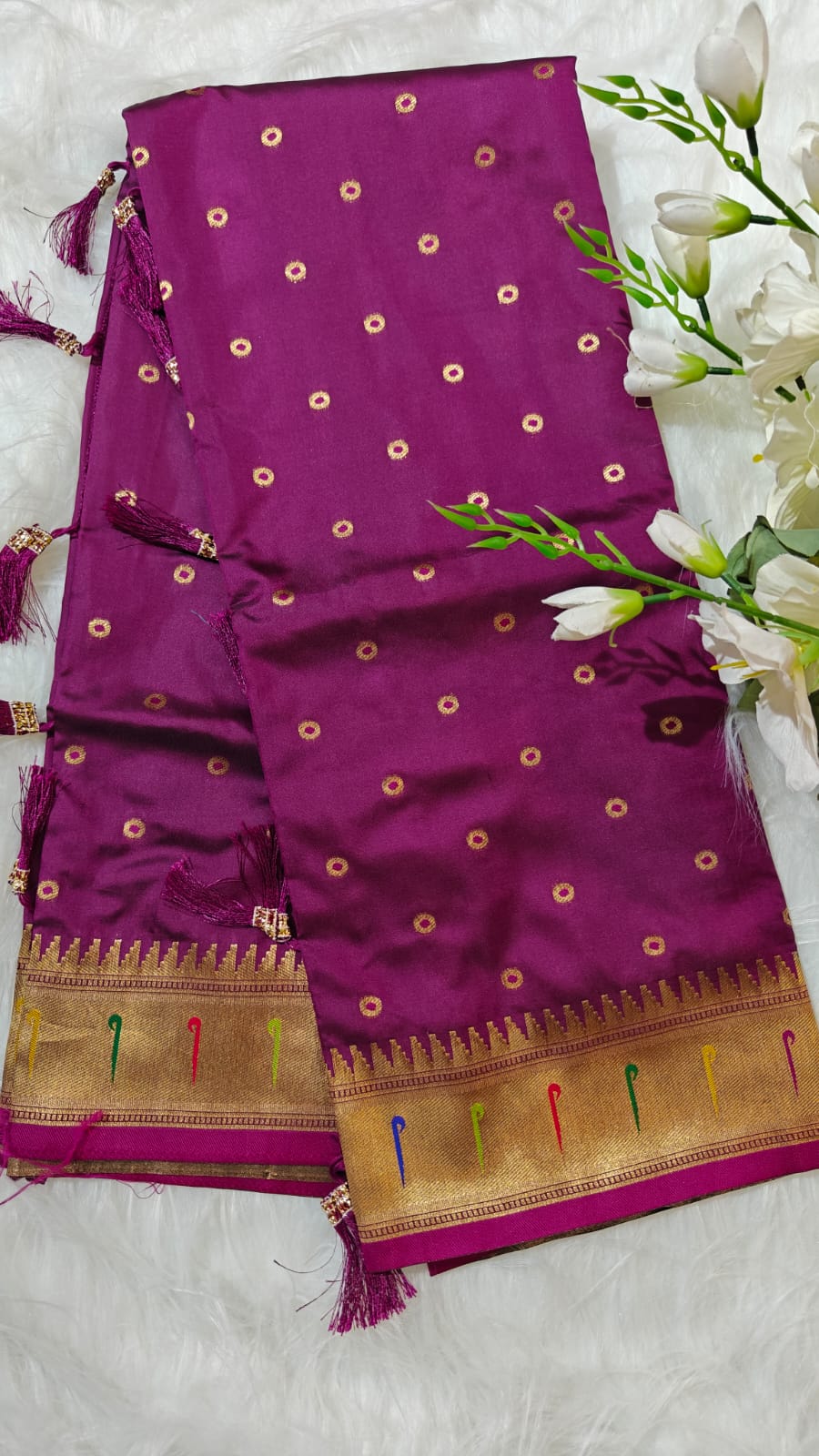 Soft Paithani Silk Saree With Meenakari Weaved Border & Pallu