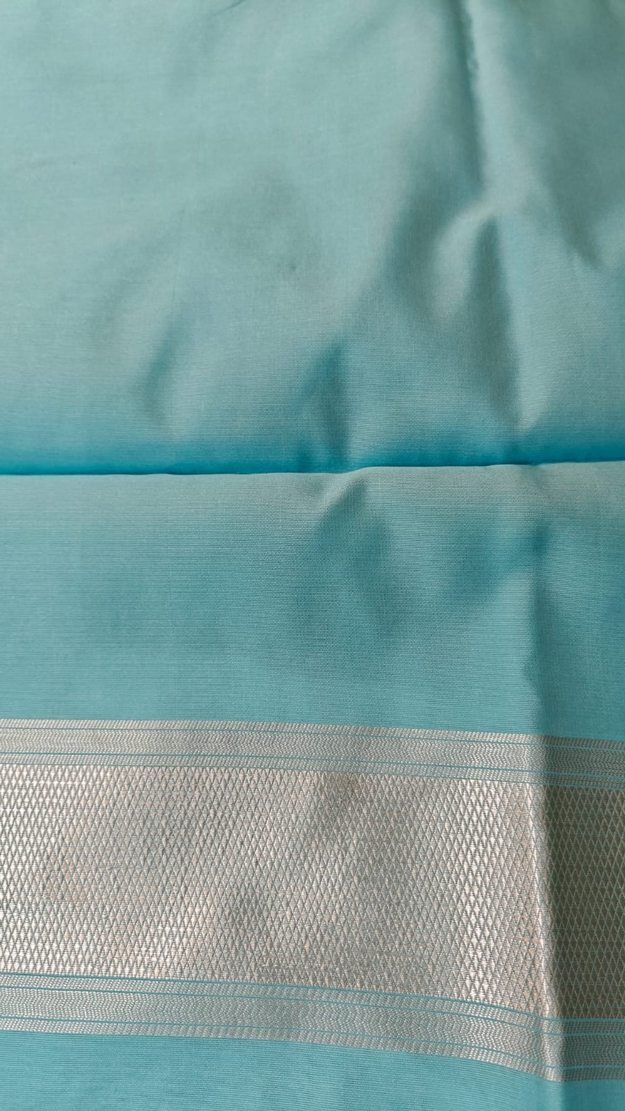 Soft Lichi Semi Silk Saree Pastel Blue with Silver Zari Woven Design