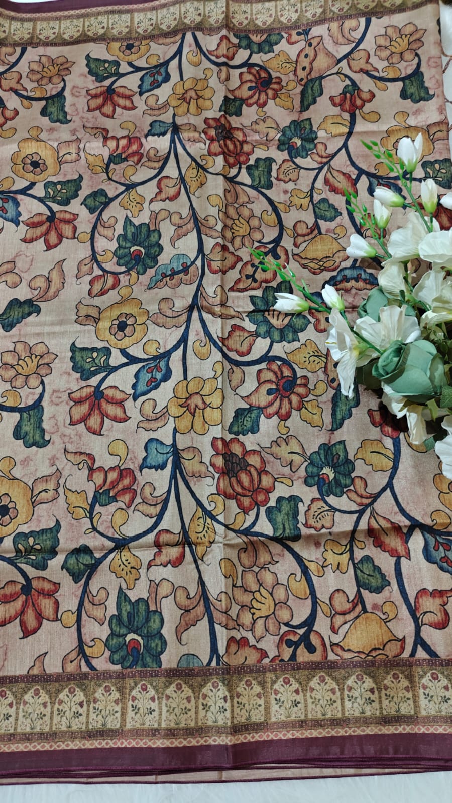 Semi Tussar silk With kalamkari Digital Printed Saree