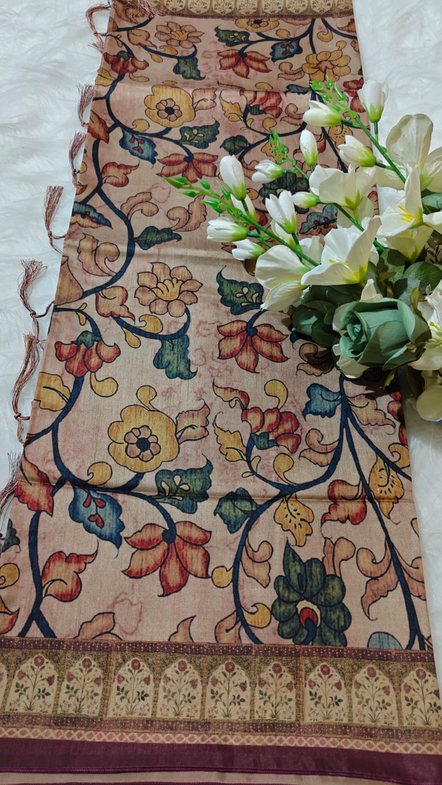 Semi Tussar silk With kalamkari Digital Printed Saree