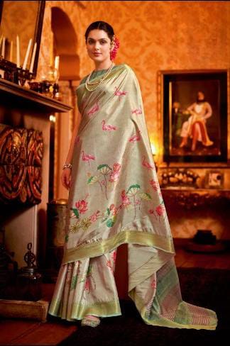 Beige - Hindu Heritage Pichwai Digital Printing In Manipuri Semi Silk