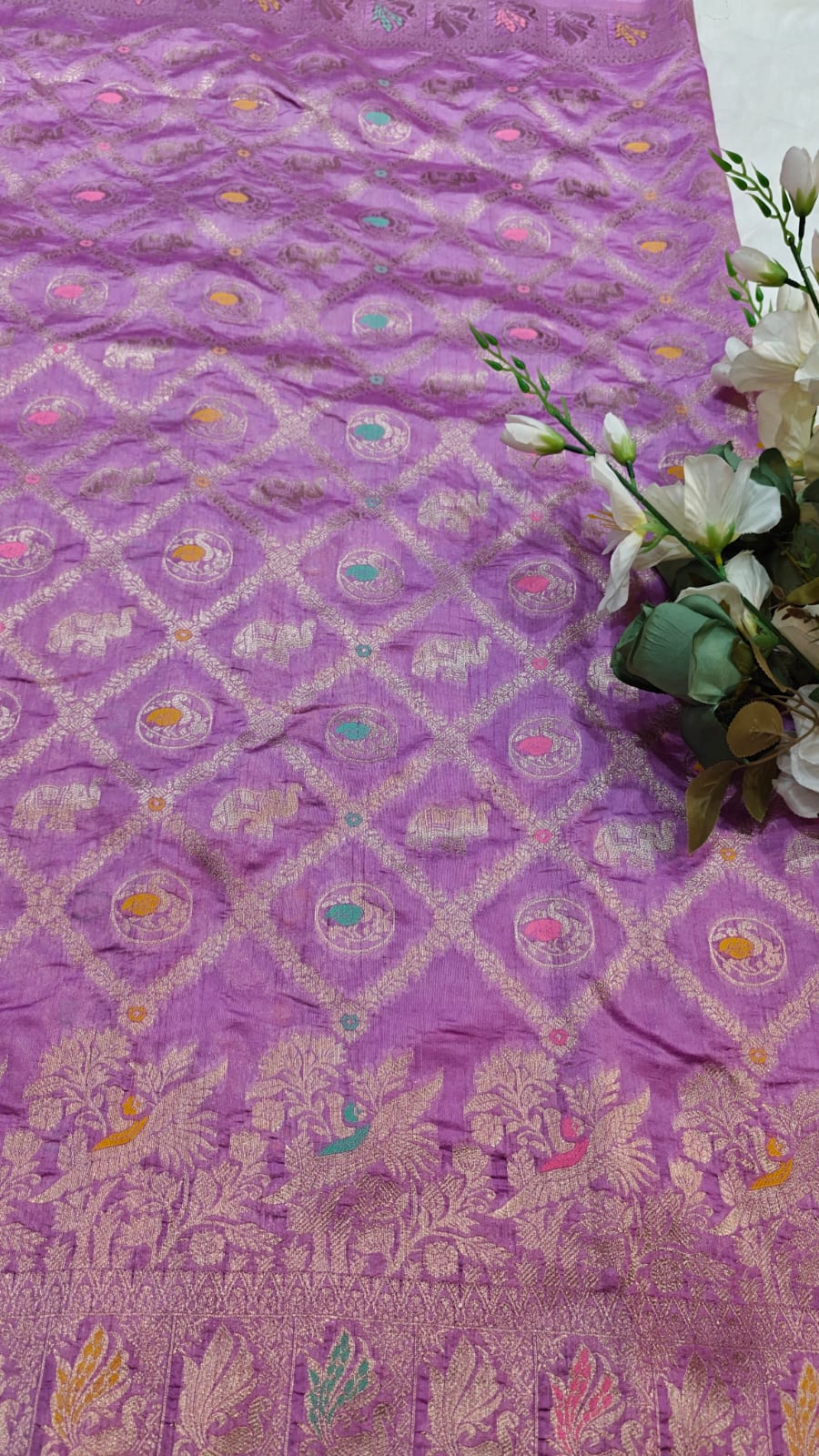 Lavender Desinger Viscose Dola Silk Saree With Meenakari Zari Weaving Work