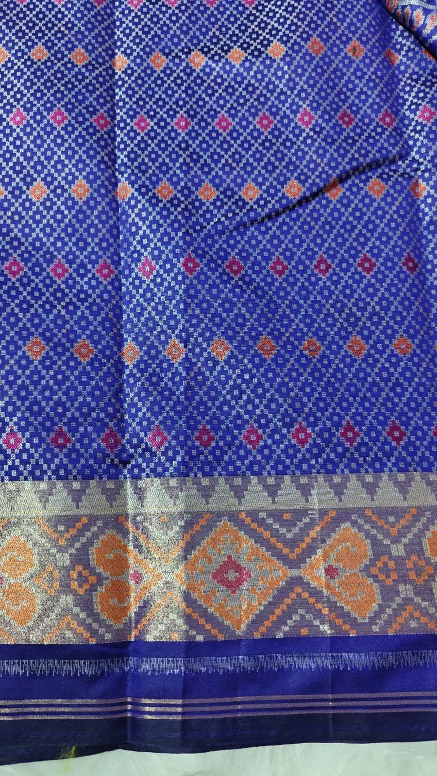 Deep Voilet Ikkat Patola Semi Silk Saree With Zari Weaving