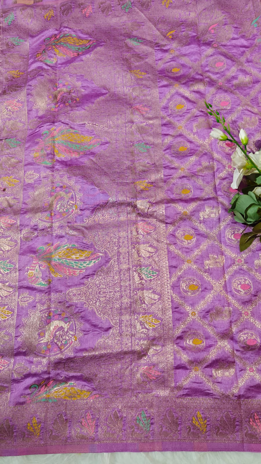 Lavender Desinger Viscose Dola Silk Saree With Meenakari Zari Weaving Work