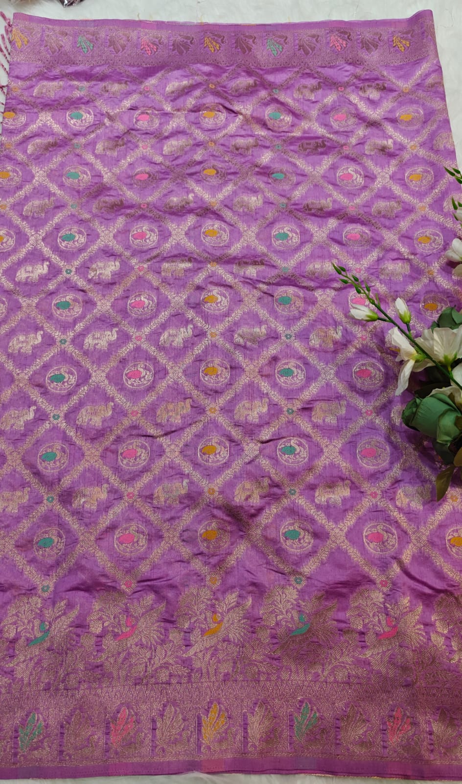 Lavender Desinger Viscose Dola Silk Saree With Meenakari Zari Weaving Work