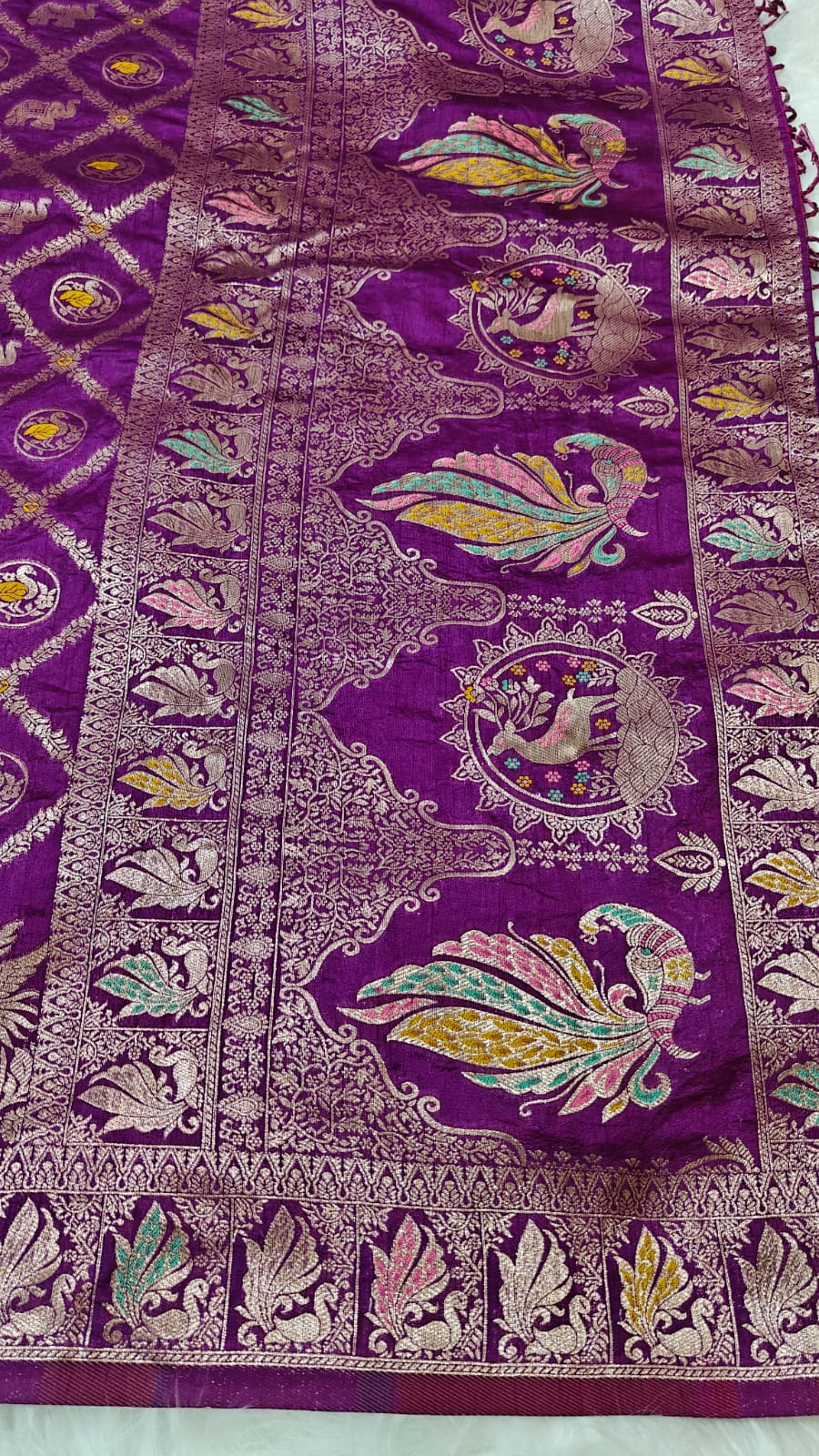 Purple Desinger Viscose Dola Silk Saree With Meenakari Zari Weaving Work