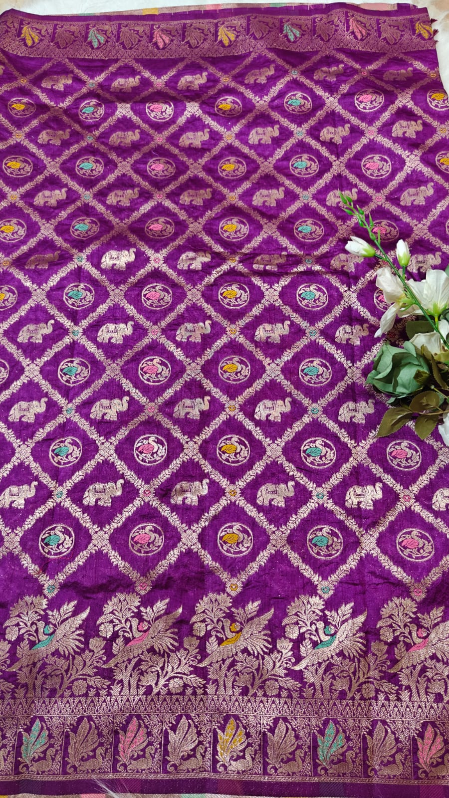 Purple Desinger Viscose Dola Silk Saree With Meenakari Zari Weaving Work