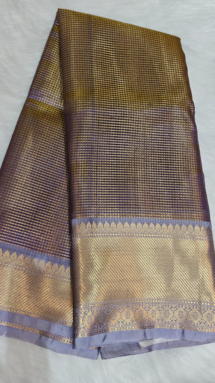 Celebrity inspired Checked Tissue Kanjivaram Semi Silk Saree