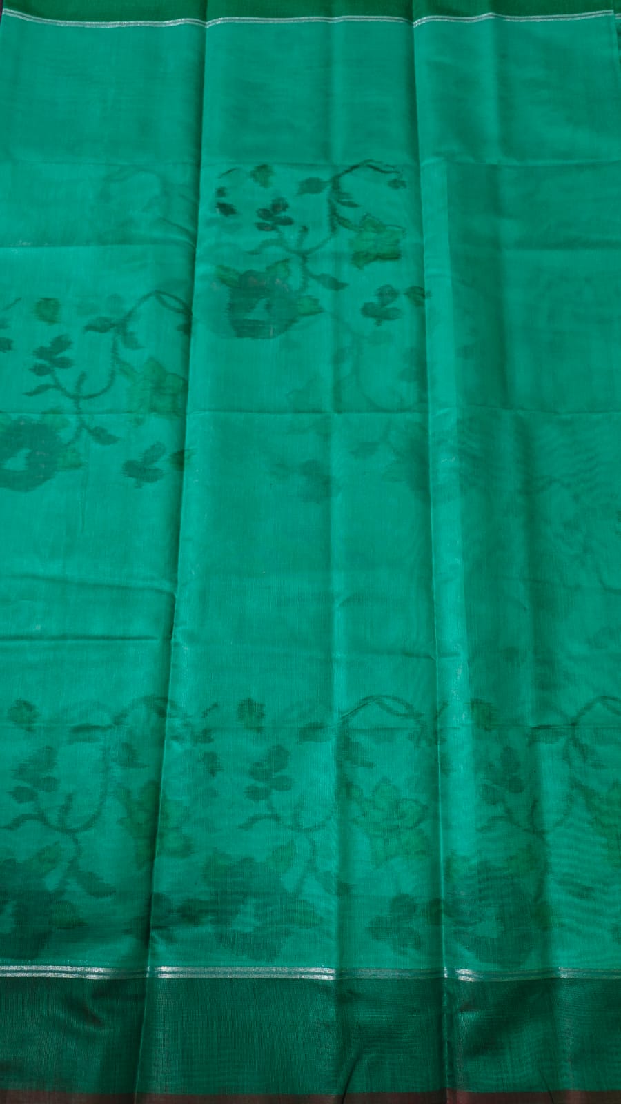 Green - Ikkat Pochampally Printed Allover Body With Ganga Jamuna Border