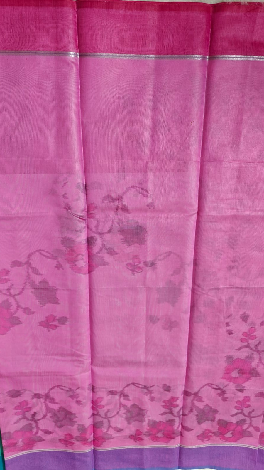 Pink - Ikkat Pochampally Printed Allover Body With Ganga Jamuna Border