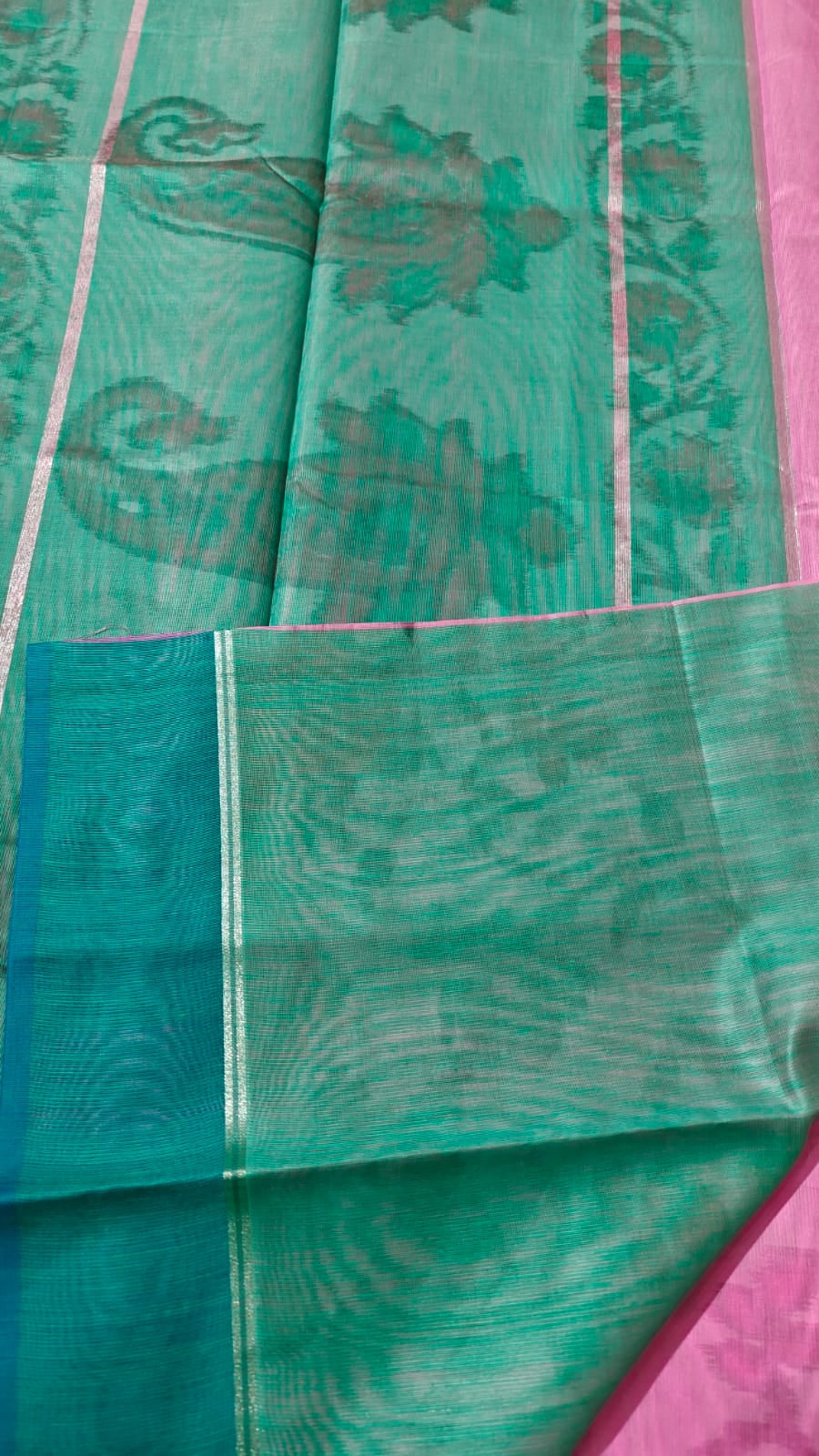 Pink - Ikkat Pochampally Printed Allover Body With Ganga Jamuna Border