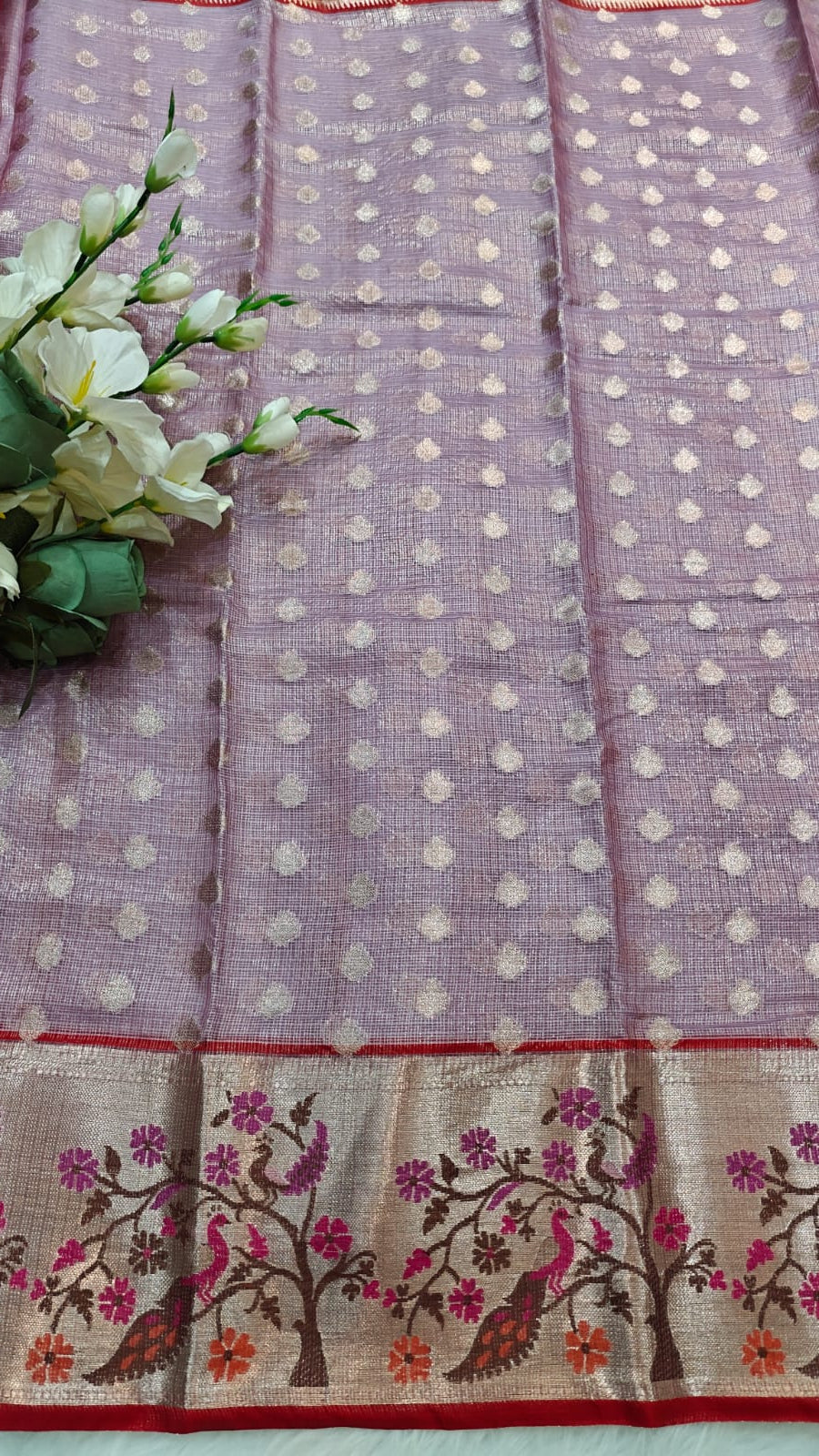 Elegant Style Kota Tissue Paithani Royal Purple & Red Saree With Big Border