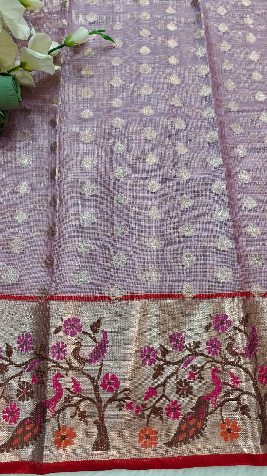 Elegant Style Kota Tissue Paithani Royal Purple & Red Saree With Big Border