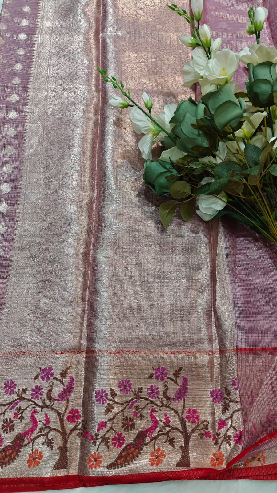 Elegant Style Kota Tissue Paithani Royal Purple & Red Saree With Big Border