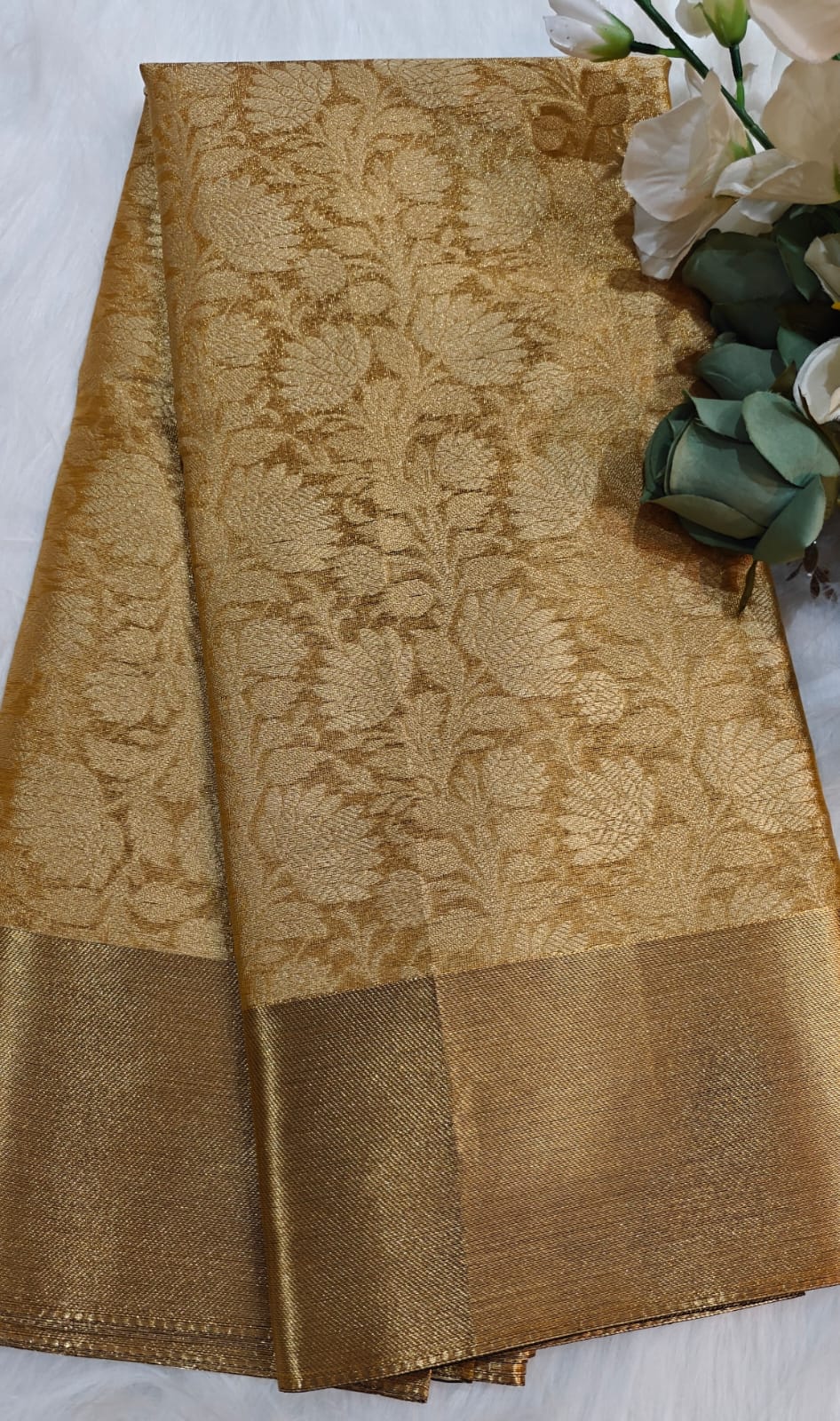 Bronze - Celebraty inspired Tissue Kanjivaram Saree With Banasari Zari Woven